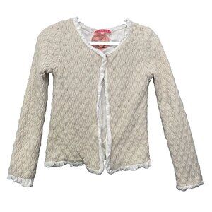 MANOUSH Women Sweater Size M Ivory Cardigan Single Snap Metallic Event Elegant